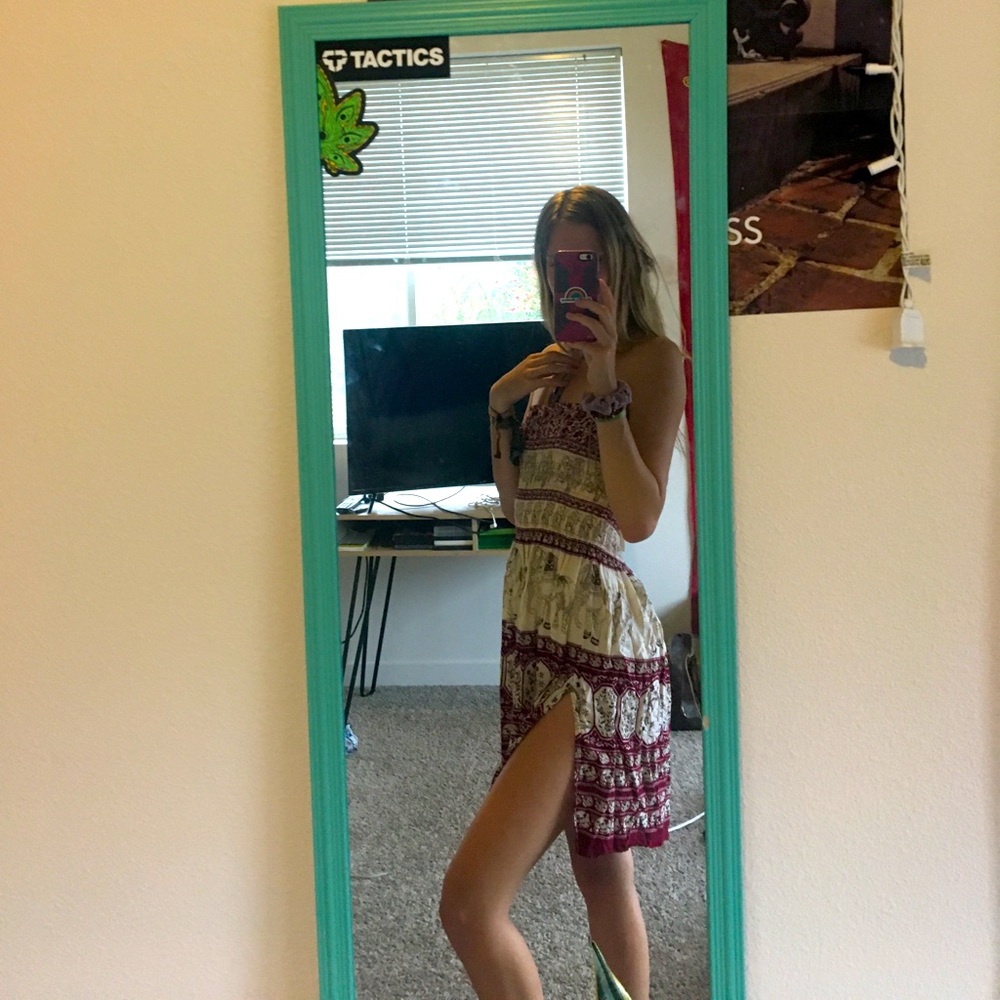 Boho print strapless dress!